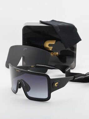 Carrera FLAGLAB 15 0003 9O Sunglasses Black Shield Frame, Grey Lenses